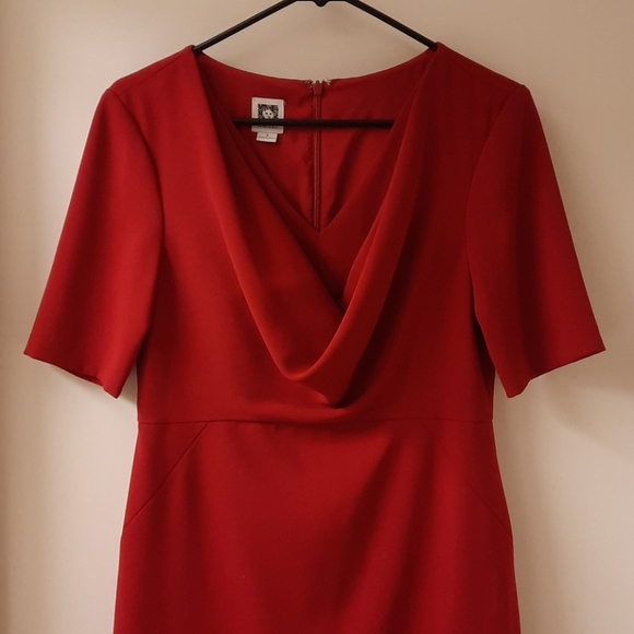 Anne Klein Red Cowl Neck Dress - Picture 3 of 16
